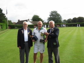 Phill Russell, WD, Winner of the Officers singles, with John Bartlett and Terry Atkinson